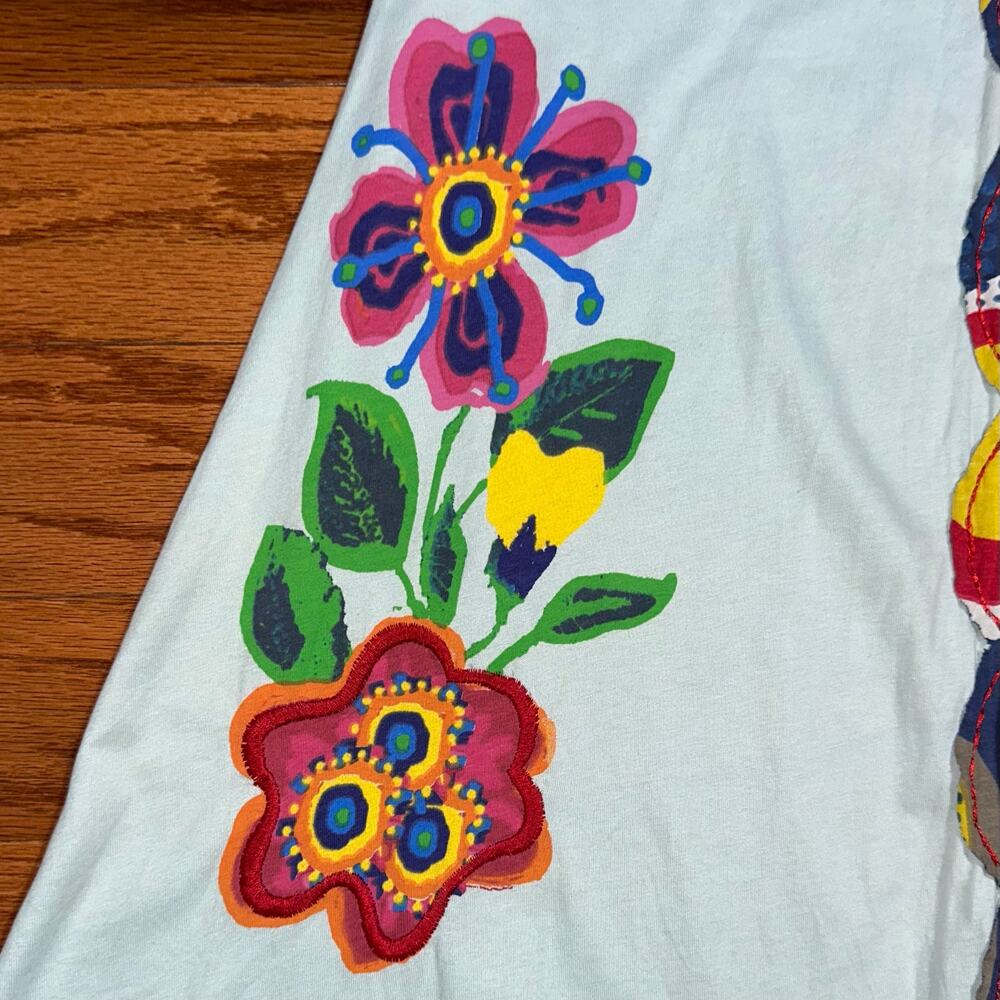 Desigual Colorful Boho Art Embroidered Floral Cotton A-Line Skirt Size Large - Picture 7 of 16